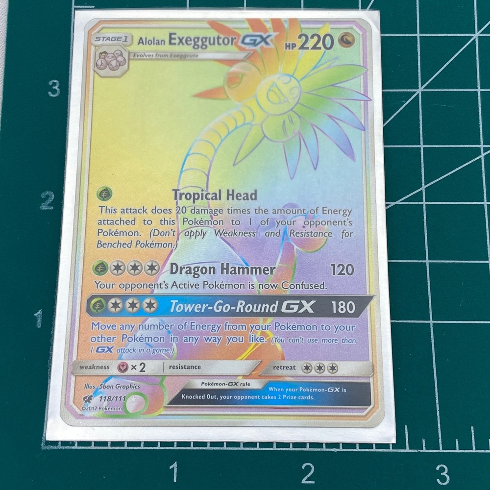 Crimson Invasion Alolan Exeggutor GX 118/111 Rainbow Rare Pokemon Holo NM/M TCG